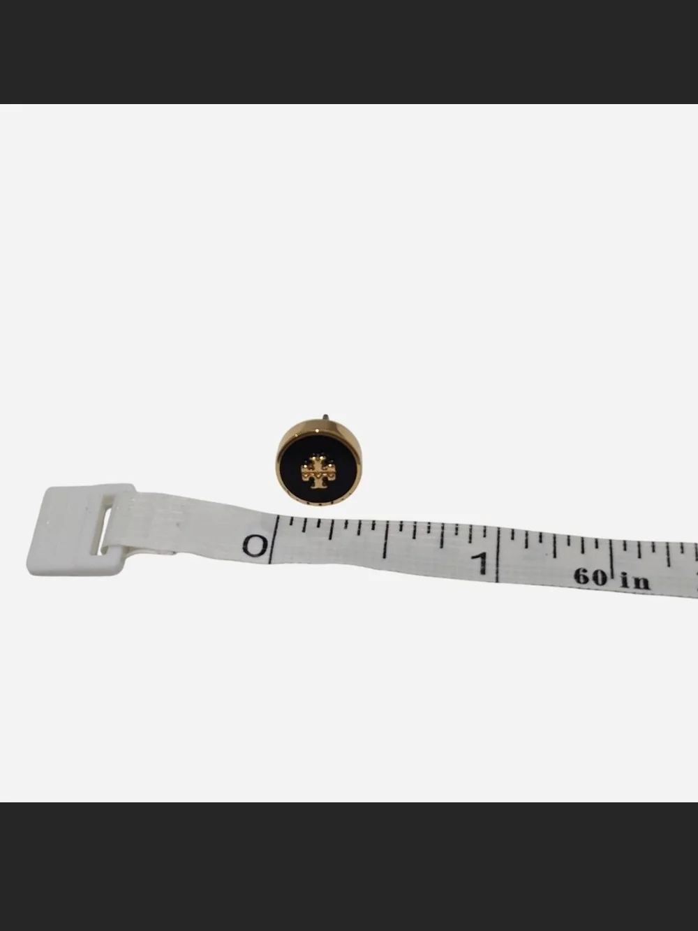 Tory Burch Black and Gold Logo Stud Earrings
